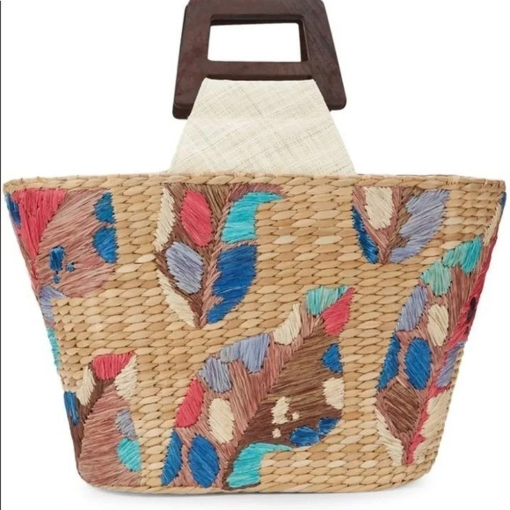 NWOT Anthropologie Aranaz Louise Straw Tote - Picture 3 of 13